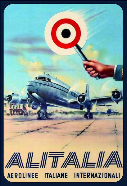 Alitalia - Aerolinee Italiane Internaziolani DC-4 Skymaster Vintage metal poster metal sign  AV0009