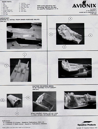 A7A Corsair II Cockpit set (Hobby Boss)  BLC48027