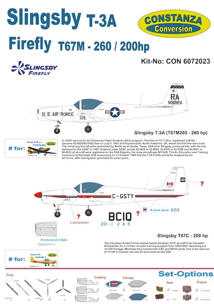 Slingsby T3A and T67C-200hp (USAF,  Canada)  CON6072023