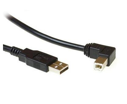USB 2.0 Aansluitkabel USB A - USB B 1.0m Haaks  93017