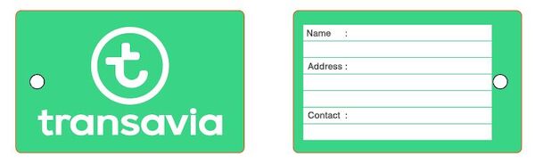 Bagagetag with TRANSAVIA on one side and writable backside, including metal wire  BAGTAG TRANSAVIA