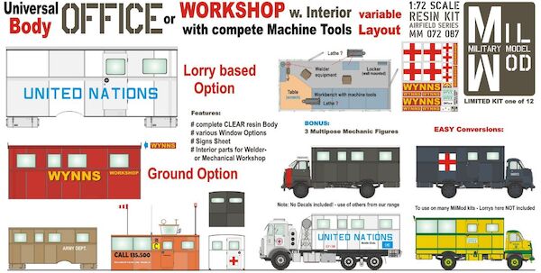 Mobile Universal Office body or workshop with interio, ground or lorry based  MM072-087