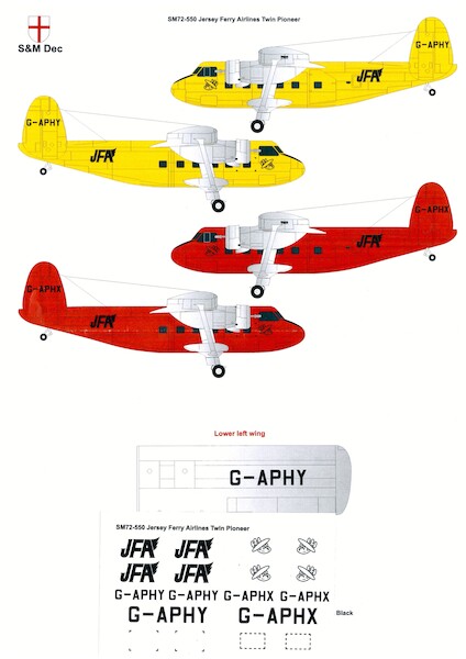 Scottish Aviation Twin Pioneer (Jersey Ferry Airlines, Yellow G-APHY and Red G-APHX)  SM72-550