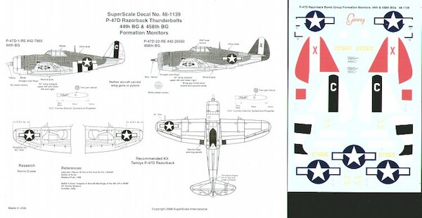 48-1139 P47D Razorback Thunderbolts (44BG & 458BG Formation Monitors)  48-1139