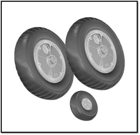 Messerschmitt BF109G Wheel set with Ribbed Tread  TDP48222